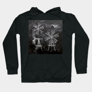 Dark Academia chalkboard patent print  western country farm windmill Hoodie